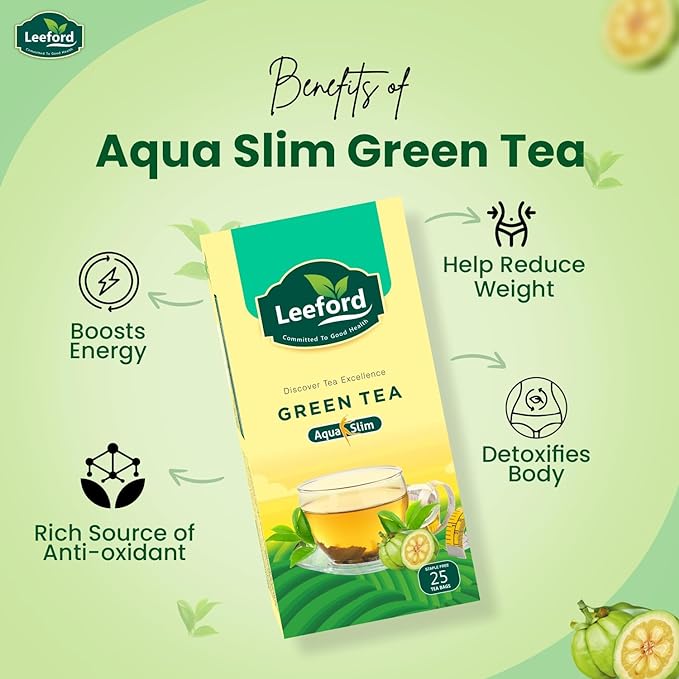 Leeford Green Tea Aqua Slim for Weight Loss - 25 bags (Pack of 2)