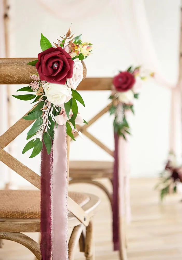 100PCS Burgundy Rose Artificial Flower Heads 3in Real Looking Stemless Foam Roses Fake Flowers Bulk with Crystal Burgundy With Crystal
