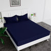 Kuber Industries Double Bedsheet with 2 Pillow Covers 144 TC Glace Cotton Bedsheet Blue