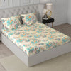 Cloth Fusion Glace Cotton Elastic Fitted Bedsheet for Double Bed King Size with 2 Pillow Covers Spring Bloom