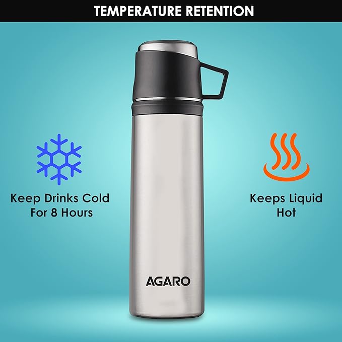 Agaro Supreme Stainless Steel Vacuum Flask 800ML , Dual Insulation with Copper Coating