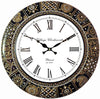 RoyalsCart Floral Design Painting Wooden Antique Analog Wall Clock Clock Size - 40 cm x 40 cm [KTWC281] Artistic Floral Painting