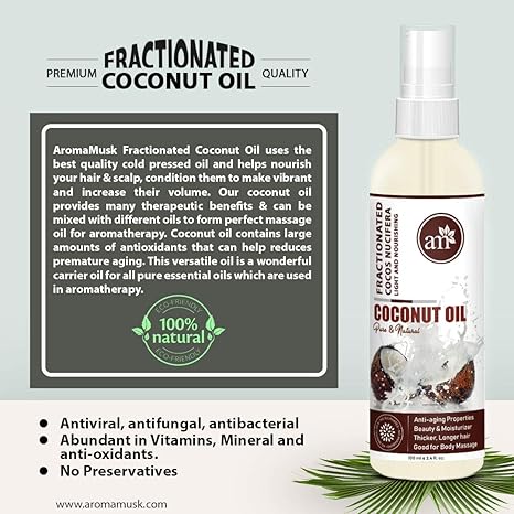 AromaMusk Natural & Pure Fractionated Coconut Oil - 100 ml