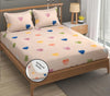 Fresh From Loom Floral Print 240 TC King Size Fitted Bedsheet Set 2 Pillow Covers Heart-Brown