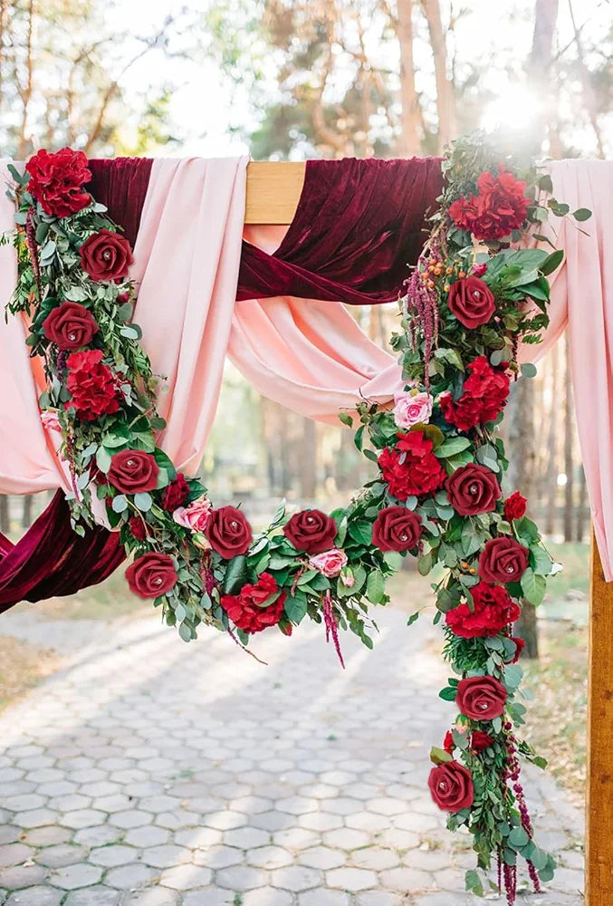 100PCS Burgundy Rose Artificial Flower Heads 3in Real Looking Stemless Foam Roses Fake Flowers Bulk with Crystal Burgundy With Crystal