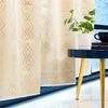 Urban Space Blackout Curtains for Living Room, Gold Foil Printed Luxurious Blackout Decorative Curtains Eyelet with Tieback, 1 Piece Diamond Beige