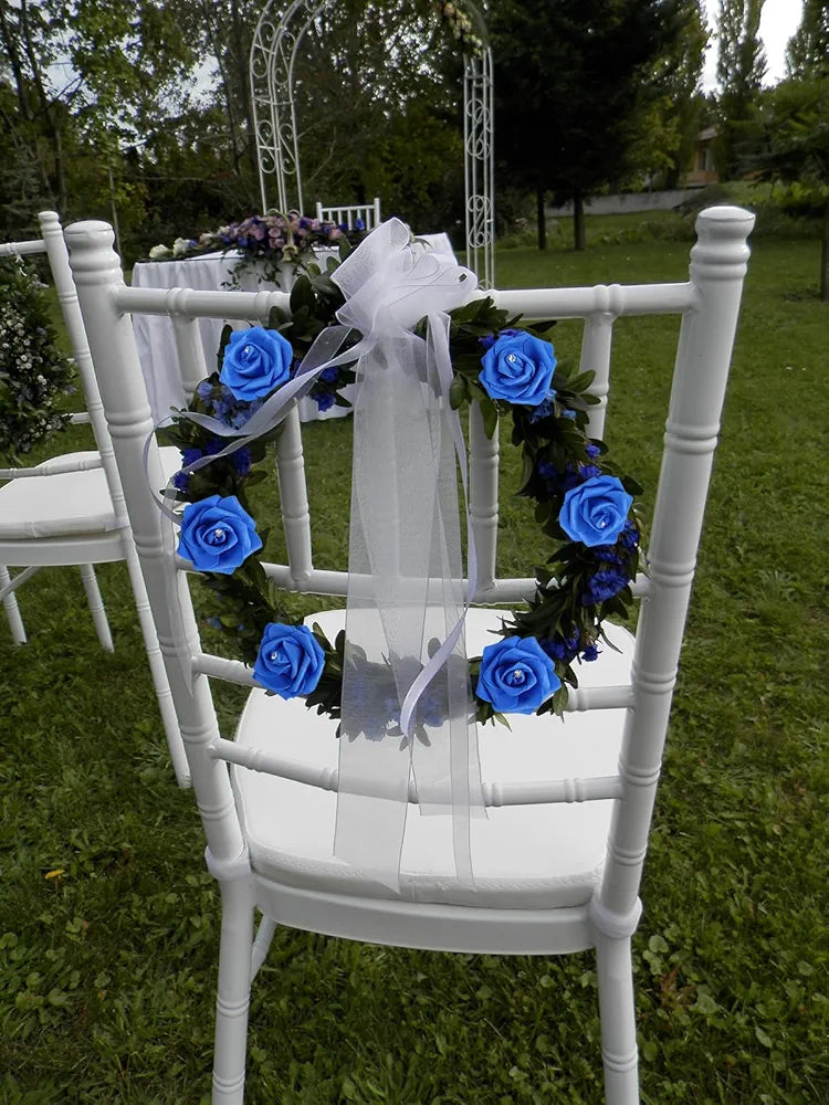 100pcs Royal Blue Artificial Rose Heads with Crystal 3in Real Looking Foam Fake Roses