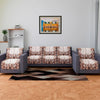 Kuber Industries Sofa Slip Cover Set Brown Flower Sofa Cover 5 Seater Couch Cover Cream