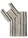 Sashaa World Striped Anti-skid Bathmat & Contour Set Colour Black White & Grey