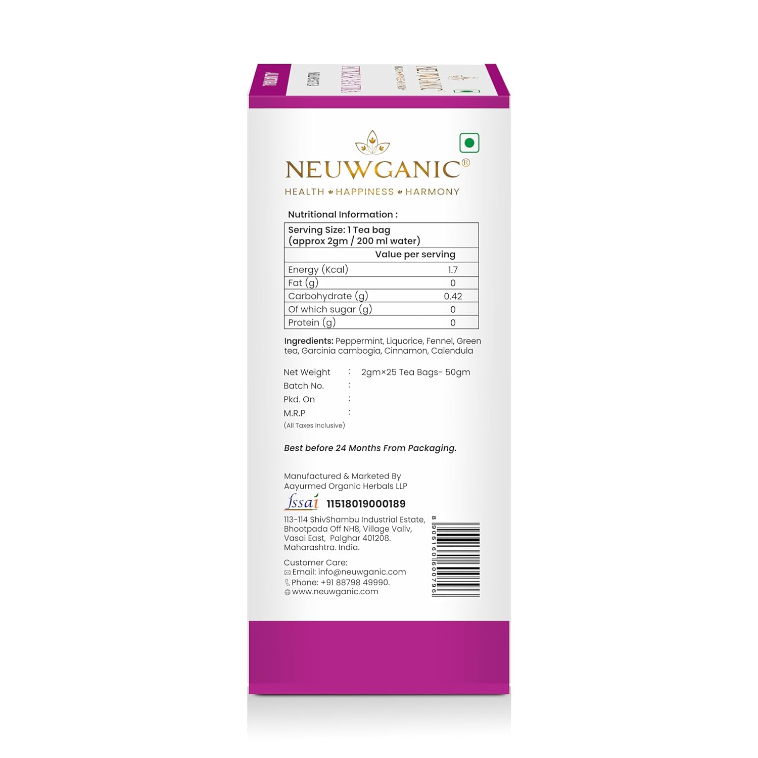 Neuwganic - Fitness Mantra Wellness Tea Bags - 50 Grams - 25 Pyramid Tea Bags