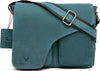 Leather 11 inch Laptop Messenger Bag for Men I Dedicated Laptop Compartment I Adjustable Strap | Blue Hunter