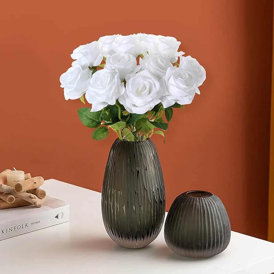 12 Pcs Artificial Roses Flowers Silk