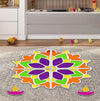 Solobolo Diy Rangoli Mats for Pooja Decoration | 4 Pieces Mdf 18 Inches Lotus Flower Rangoli Stencils for Door Entrance