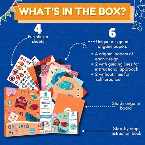 PepPlay 3D Origami Paper With Booklet And Stickers Educational Brain Boosting Activity Mess Paper Craft