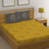 Huesland by Ahmedabad Cotton 144 TC Cotton King Size Bedsheet with 2 Pillow Covers - Yellow and Grey