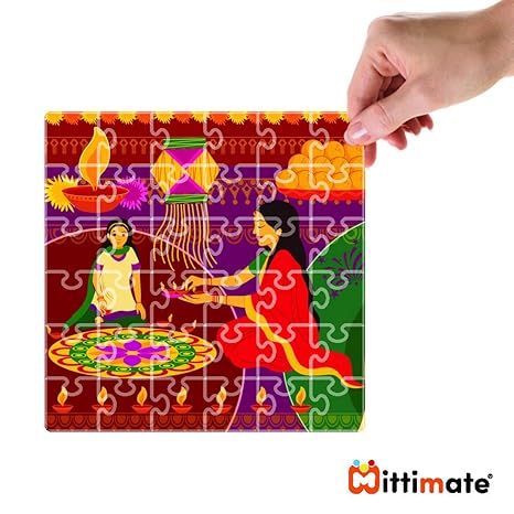 Mittimate Diwali Festival Jigsaw Puzzle Game for Kids Age 4 to 6 Old 36 Pieces Puzzle Toy