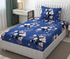 Fresh From Loom Single Size Microfiber Bedsheet Set Rotary Printed Hypoallergenic Wrinkle Free with 1 Pillow Covers Blue 144 TC