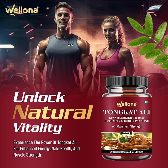 Wellona Tongkat Ali Supplement Root Extract 400mg - 60 caps Each (Pack of 3)