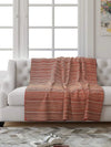 Saral Home Easy Living Striped Soft Decorative Viscose Chenille Sofa Covers/throw Colour Red