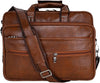 Leather Expandable PU 15.6 inch Laptop Office Bag Men Women Messenger Briefcase | Tan Colour