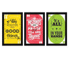 ArtX Paper Motivational Quotes Stay Positive Wall Art Painting Framed Set of 3
