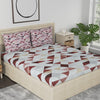 Huesland by Ahmedabad Cotton 186 TC Cotton Bedsheets for King Size Bed with 2 Pillow Covers | White, Brown & Brick