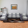 Kuber Industries 5 Seater Couch Cover Set Blue Digital Leaf Sofa Slipcover Gray