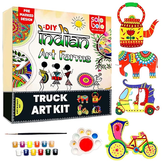 Solobolo Paitning Kit for Kids | Art & Craft Kit for Kids 6-12 | Truck Art Kit | Wood, Brown