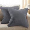 Luxe Home Cushion Cover One Side Rabbit Fur Plain Design Covers Set of 2 Colour Grey