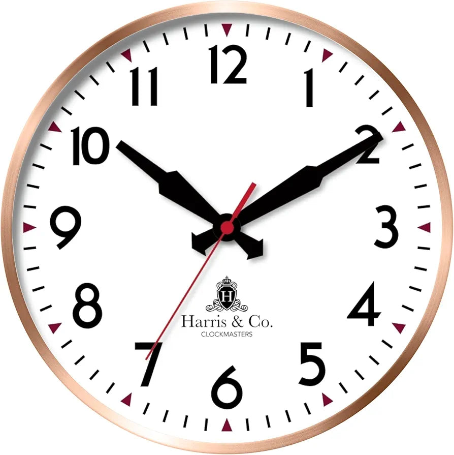 Harris & Co. Clockmasters Rosegold Metal Frame Silent Sweep Noiseless ...