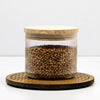 Anko 300ml Borosilicate Ribbed Glass Jar | Airtight | Rubberwood Lid | Set of 1