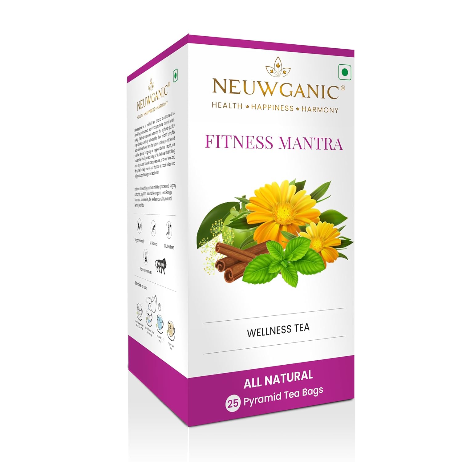 Neuwganic - Fitness Mantra Wellness Tea Bags - 50 Grams - 25 Pyramid Tea Bags