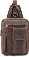 Leather Chest Crossbody Sling Backpack Bag Travel Bike Gym Daypack for Men And Women