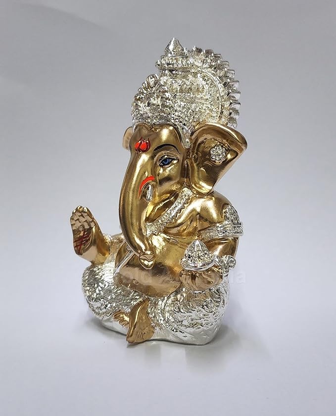 Gold Art India Ganesha Idol for Car Dashboard Statue Ganpati Vinayaka Vinayagar Figurine