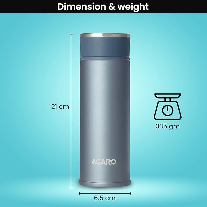 Agaro Elite Stainless Steel Vacuum Flask 480 ml | Double Walled Vacuum Insulated, Copper Insulated