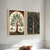 ArtX Paper Madhubani Floral Art Paintings with Frame Flowers - 05 Set of 2