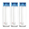 Cello H2O Glass Fridge Water Bottle with Plastic Cap | 920 ml | Set of 3 | Blue