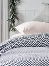 Chevron Throw Blanket Handwoven with Fringes Colour Navy