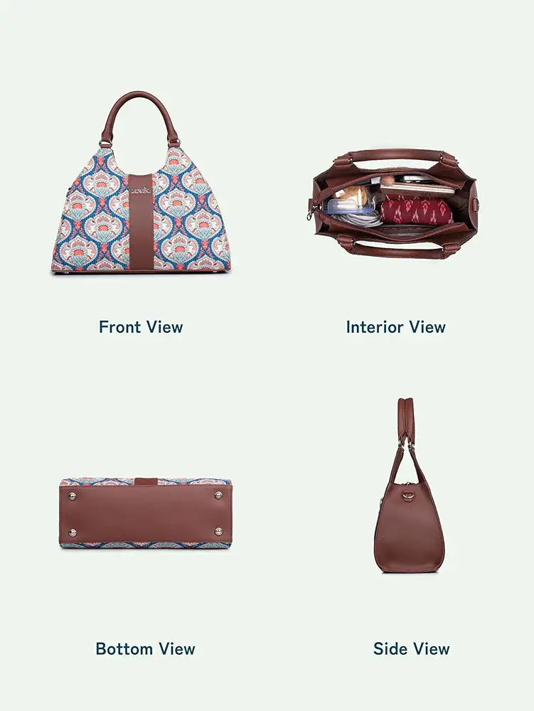 Zouk Konkona Statement Satchel Bag Jute & Leather