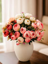 Artificial Flowers Dry Peony Rose Flower Bunch Without Vase Pack of 4 Piece 6 Branches Each Assorted