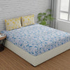 Huesland by Ahmedabad Cotton 144 TC Cotton Bedsheet for Double Bed King Size with 2 Pillow Covers | Blue & Yellow
