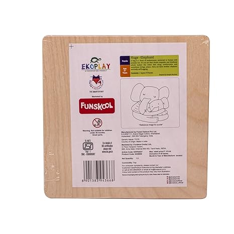Funskool Ekoplay Hugs Elephant Wooden Puzzle Baby - DesiPick