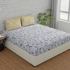Huesland by Ahmedabad Cotton 144 TC Bedsheet for King Size Bed with 2 Pillow Covers | Grey & Yellow