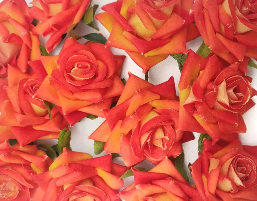 12 Pcs Artificial Fake Velvet Head Rose Flowers Perfect for Decoration,Fabric Head Rose Flowers for Home Decor Red