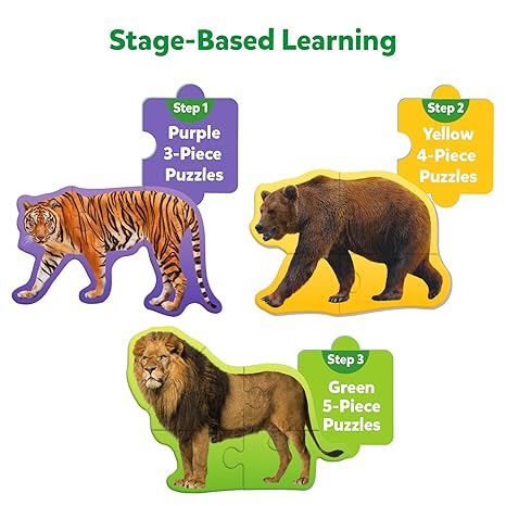 Skillmatics Step by Step Puzzle 40 Piece Wild Animal Jigsaw & Toddler Puzzles Educational Montessori Toy