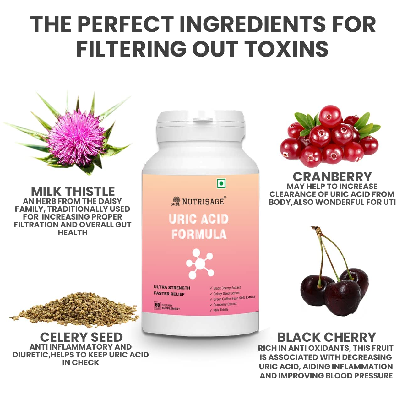 Nutrisage Uric Acid Formula Tablets - 60 Tabs