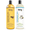 Rey Naturals¬Æ Cold-Pressed, 100% Pure Castor Oil & Coconut Oil Combo - Moisturizing & Healing, For Skin, Hair Care, Eyelashes (200 ml + 200 ml) (200 ml) (200 ml) (200 ml)