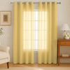 Cloth Fusion Cotton Feel Sheer Door Curtains 9 Feet Long Set of 2 Semi-Transparent Lemon