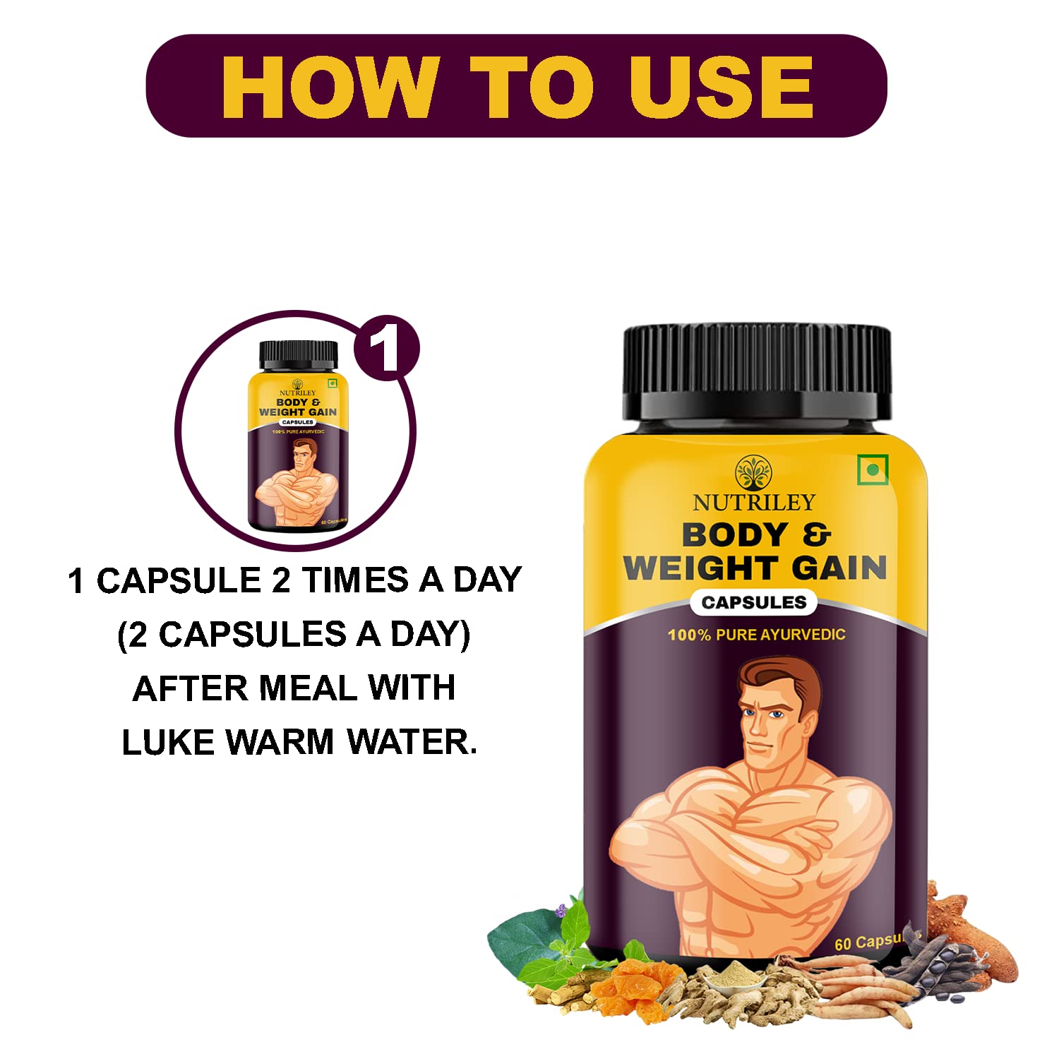 Nutriley Weight Gainer Capsules - 60 caps