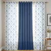 Urban Space Floral Cotton Curtains For Door Combo Set Of 3 Room Darkening Curtains For Home Decor Water Lily Blue & Aura Indigo